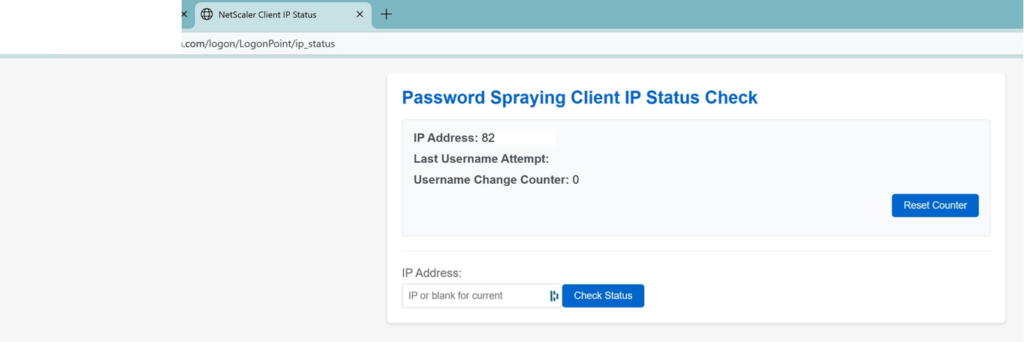 NetScaler IP client status page
